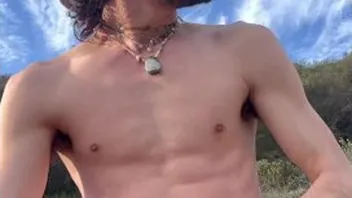 Outdoor Cumshot On Mountain Hiking Trail