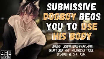 Submissive dogboy whimpers and begs in audio