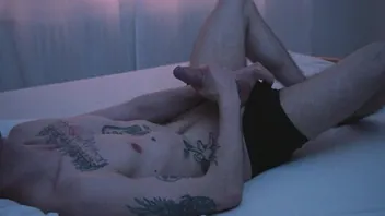 Tattooed Guy Moans during Morning Edging