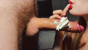 Blonde Gives Sloppy Close Up Blowjob